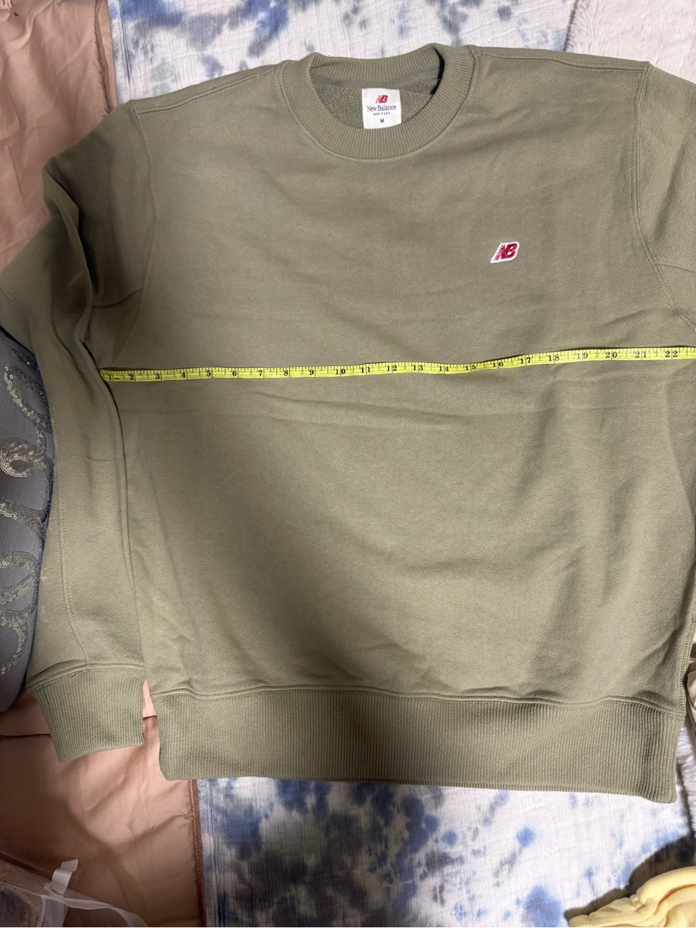 New Balance Olive Crewneck Sweatshirt with Red NB Logo